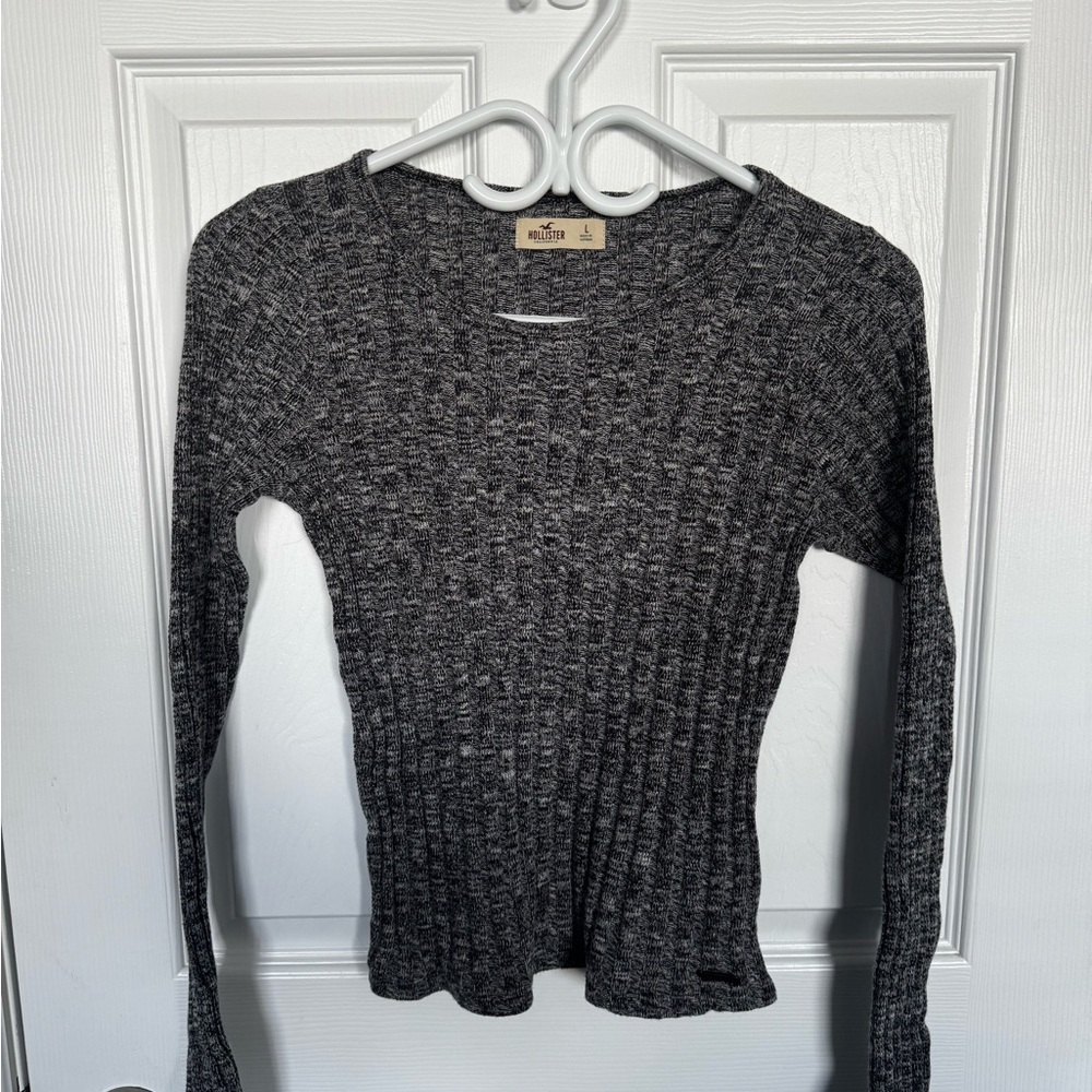 Hollister Charcoal Grey Ribbed Sweater Top